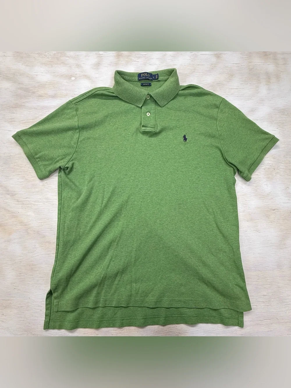 Ralph Lauren Heather Green Polo Shirt with Embroidered Pony Men’s Large